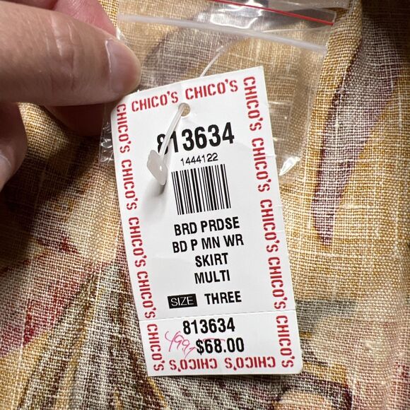 Chico's Design Linen Matching Set Size L/XL Tropical Print Jacket Wrap Skirt NWT - Picture 8 of 16